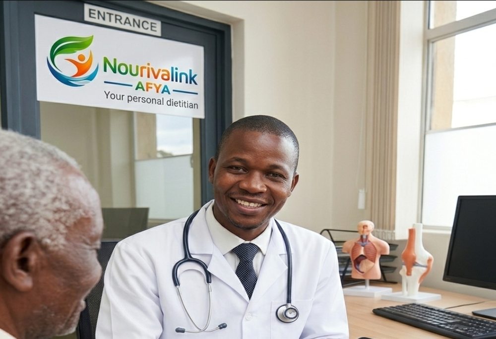 A NourivaLink Afya dietitian talking through a nutrition plan with a client